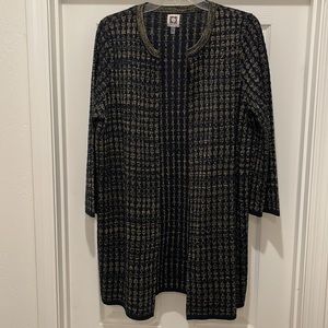 EUC Anne Klein Long Black & Gold Cardigan M